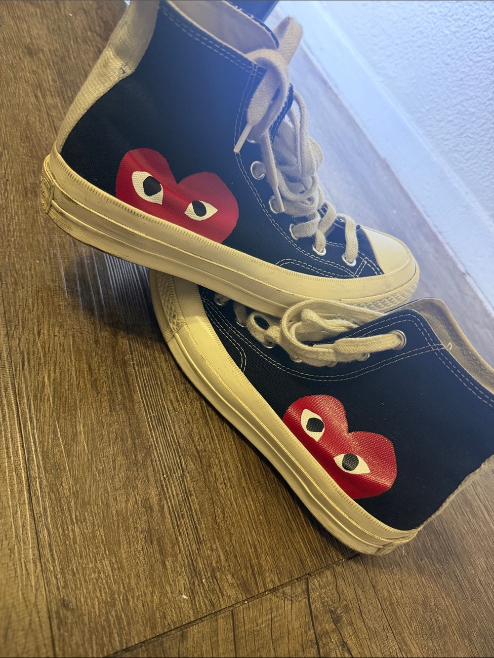 Converse Black High-Top Sneakers with Red Heart Graphic